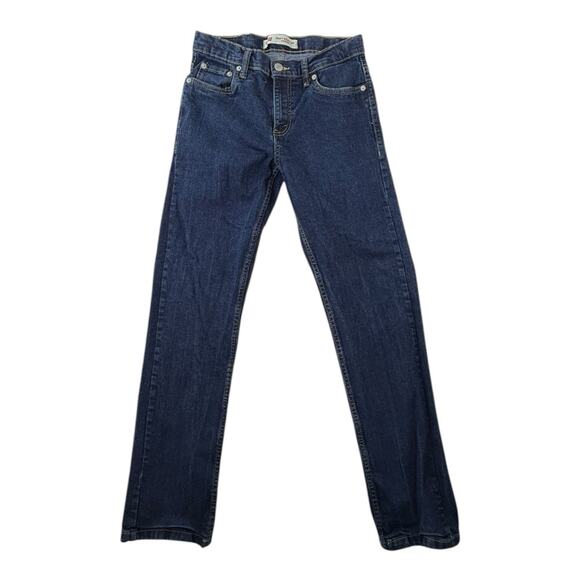 Levis 502 Boys Denim Jeans Sz 16 Reg 28 x 30” Stretch Dark Blue EUC - Picture 1 of 14